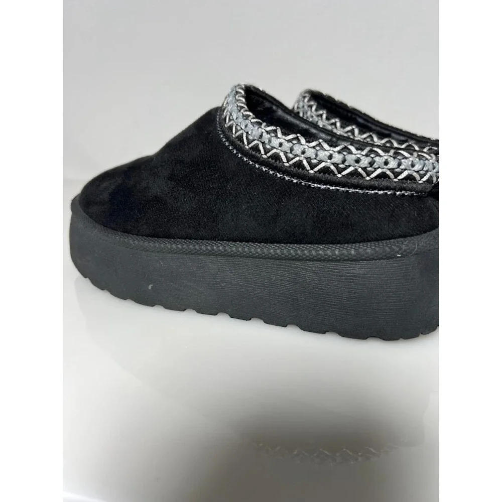 Olivia & Kate Stormy Platform Slipper Mules 13 Black Kids Cozy Faux Suede
